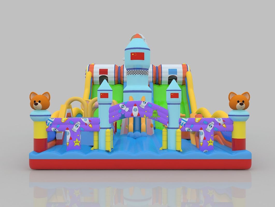 Πυροσβεστικό εμπορικό κάστρο πηδών με διαδρόμιο 6m 7m γοητευτικό σπίτι με διαδρόμιο για ενήλικες