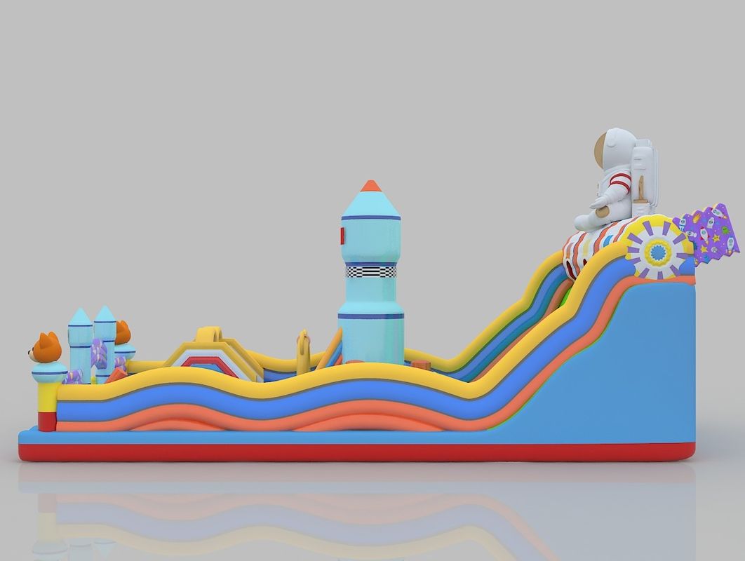 Πυροσβεστικό εμπορικό κάστρο πηδών με διαδρόμιο 6m 7m γοητευτικό σπίτι με διαδρόμιο για ενήλικες