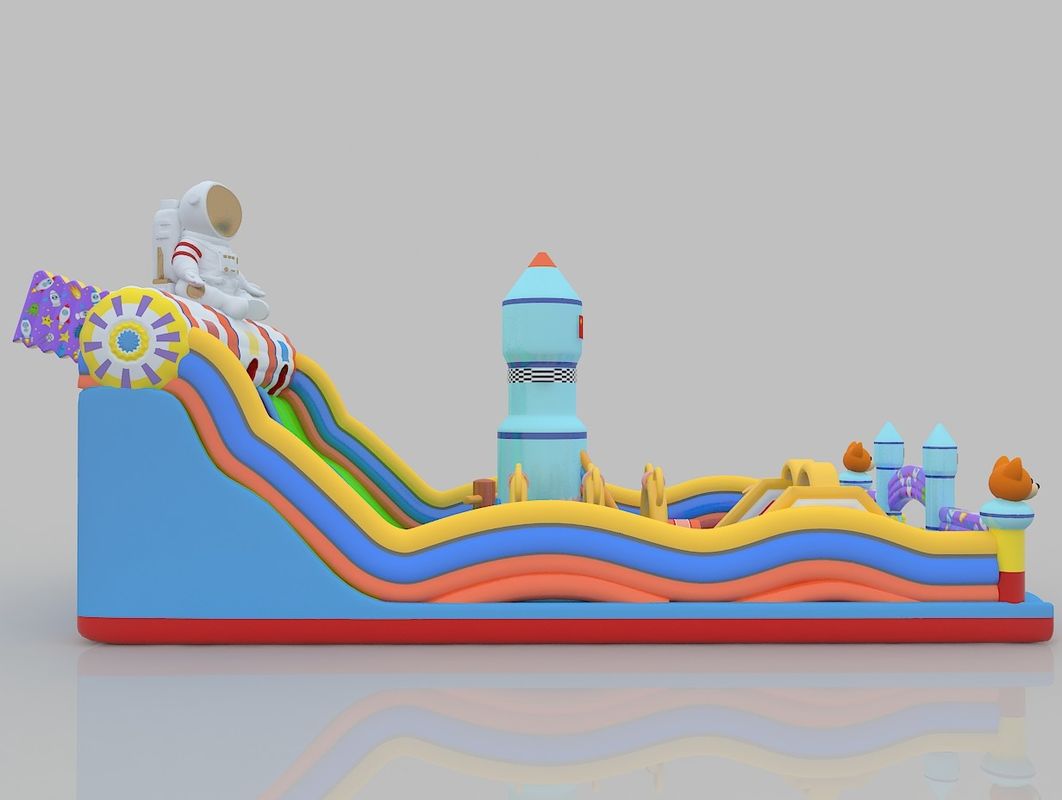 Πυροσβεστικό εμπορικό κάστρο πηδών με διαδρόμιο 6m 7m γοητευτικό σπίτι με διαδρόμιο για ενήλικες