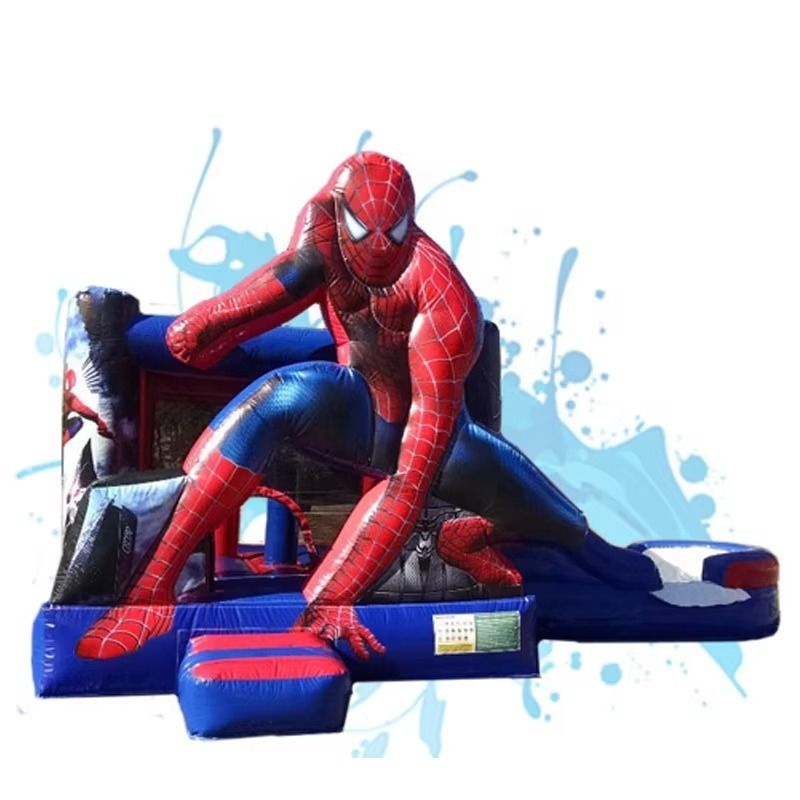 Spider Man Inflatable Castle with Slide 5.6x6.6m for 1-8 Kids