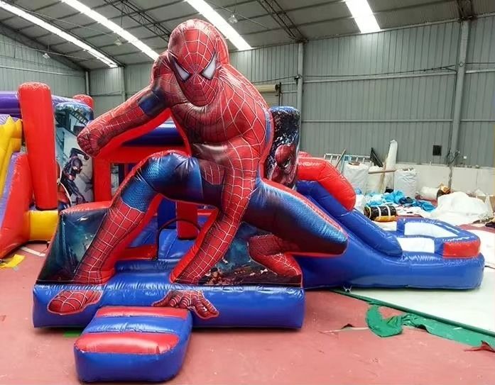 Spider Man Inflatable Castle with Slide 5.6x6.6m for 1-8 Kids
