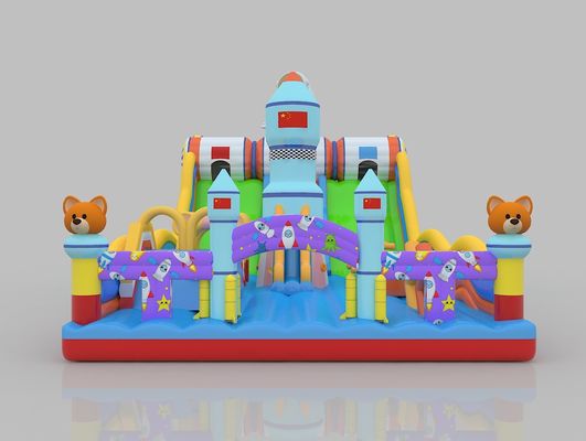 Πυροσβεστικό εμπορικό κάστρο πηδών με διαδρόμιο 6m 7m γοητευτικό σπίτι με διαδρόμιο για ενήλικες